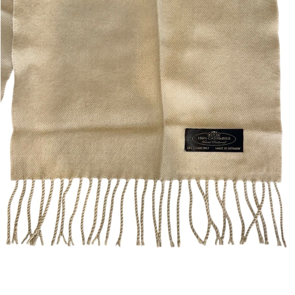 100% Cashmere Scarf Made in Germany Cream Beige Unisex 68x11.75” - Picture 2 of 3